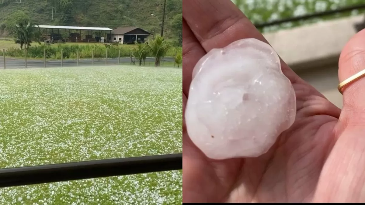 Susto: chuva com pedras grandes de granizo surpreende moradores de Luiz Alves