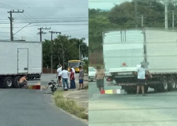 Motociclista fica ferido após colisão com caminhão em Timbó