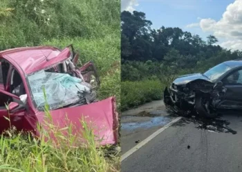 Fuga após roubo termina em grave colisão na BR-101 e deixa quatro feridos