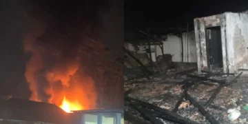 Incêndio atinge estrutura anexa a residência em Pomerode