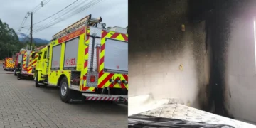 Incêndio atinge quarto de residência em Indaial e casa é tomada por fuligem