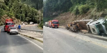 Caminhão perde freios e três pulam para escapar de acidente em Ituporanga