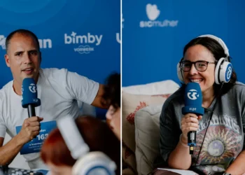 Joana Marques e Ricardo Araújo Pereira poem público do Fólio a rir durante uma hora